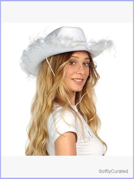 Light Up Cowboy Hat and Heart Glasses Set LED Costume Accessory main image 5